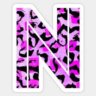 Letter N Watercolour Leopard Print Alphabet Sticker